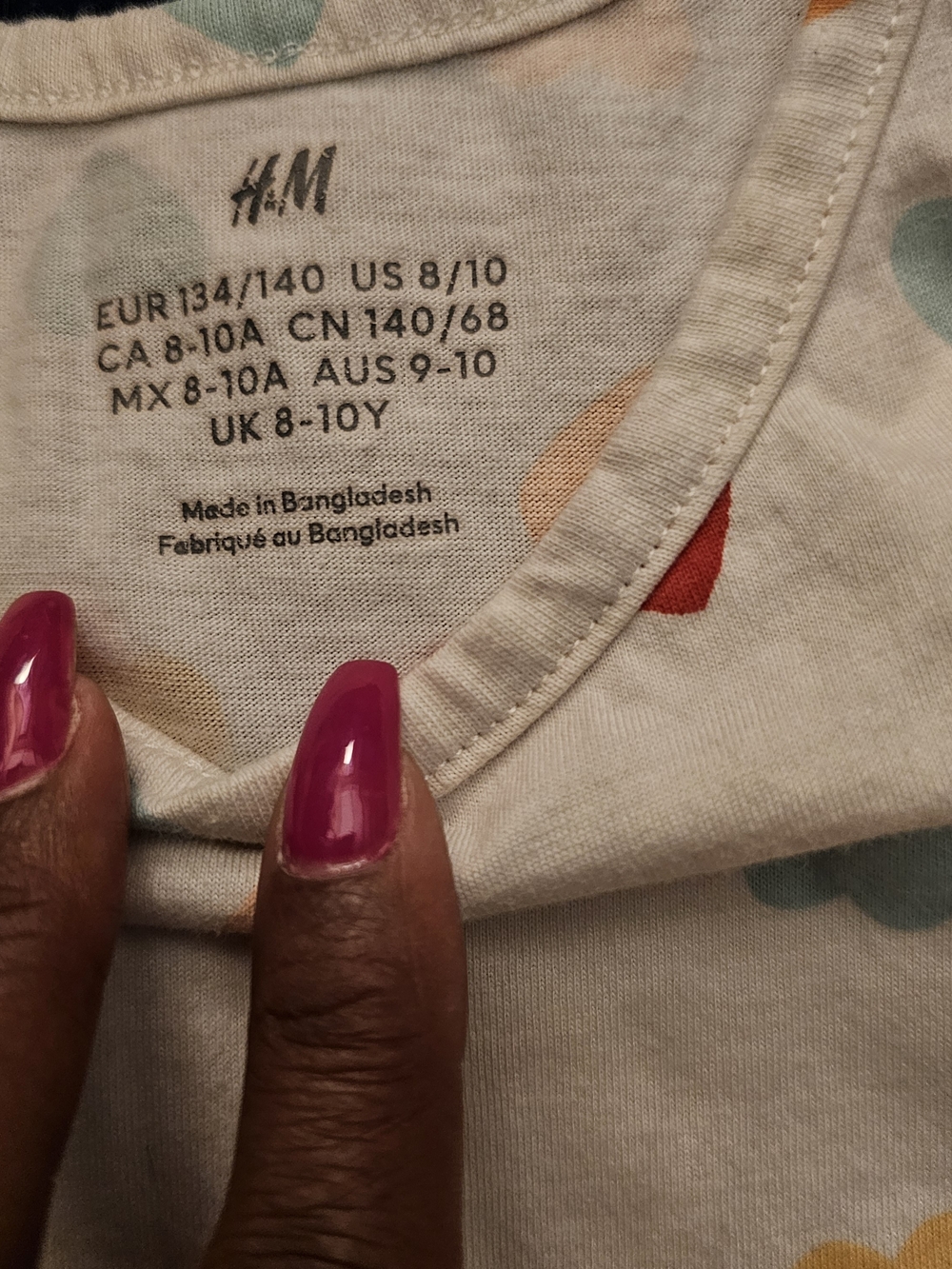 H&M White Tank Dress with Multi-Color Heart Print Size 8-10 Youth - Picture 5 of 6